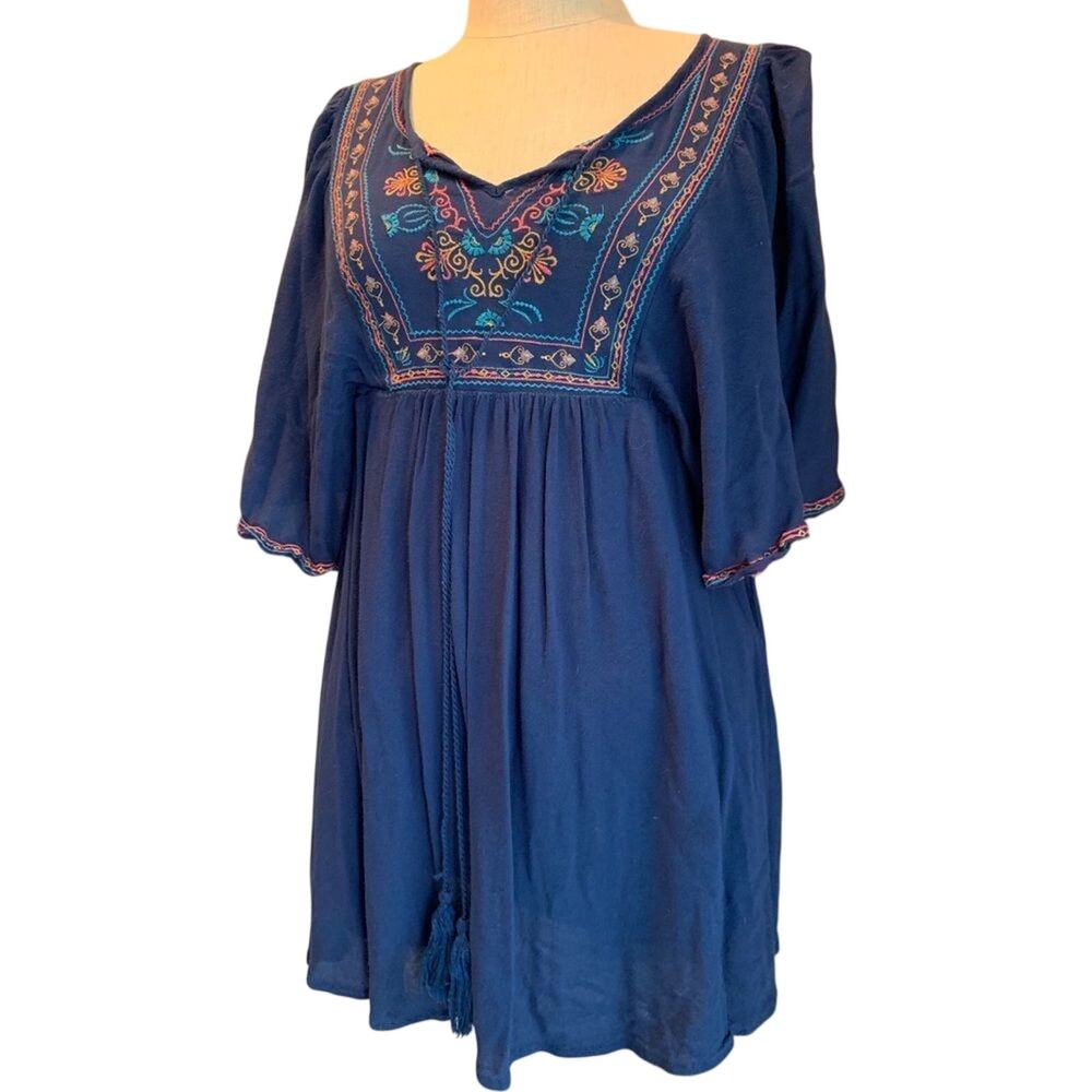 Flying Tomato Bohemian Boho Navy Dress Small
